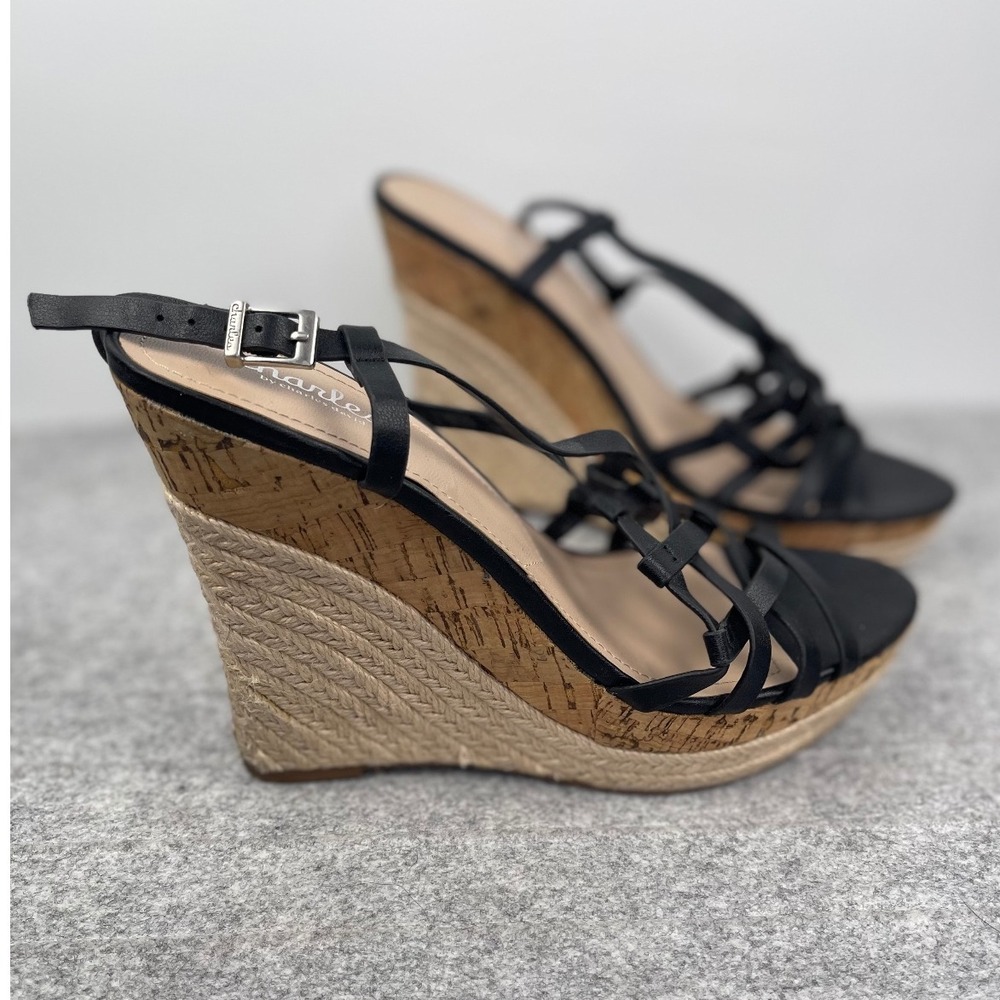 Charles by Charles David Espadrille wedge high heels, black, women's size 8.5 - Picture 2 of 14